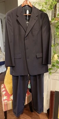 Ted Baker London For Nordstrom Hombre Traje Lana Negro Rayas 43R Chaqueta 36/32 Foto 1 de 4