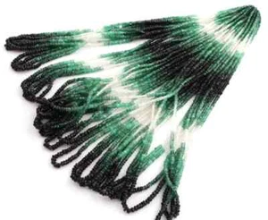 1 Strand Natural Shaded Emerald Rondelle Beads, 16 Inches, 2mm-3mm Small Faceted - Picture 1 of 4