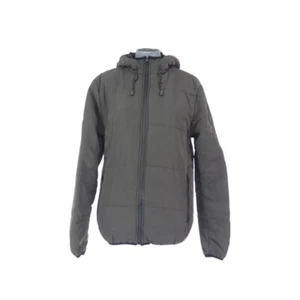 Puffer Jacket Quilted Grey Black Hooded Padded Coat Warm Winter Size XS - Picture 1 of 8