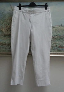The White Company White Textured Cotton Elastane Smart Cropped Trousers UK 14 - Picture 1 of 7