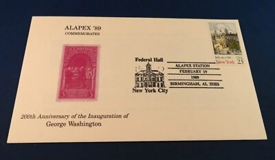 Cover: ALAPEX '89 2-19-89 - 200th Ann. Inauguration G. Wash. Federal Hall NYC - Image 1 of 4