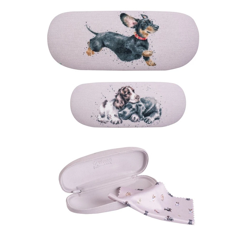 BRILLENETUI UND MIKROFASERTUCH MOTIV HUND DACKEL VON WRENDALE NEU