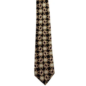 Robert Talbott - Nordstrom Boys' 100% Silk Novelty Neck Tie Black Gold 3" x 49" - Picture 1 of 3