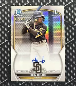 2023 Bowman Chrome 1st Eddy Beltre San Diego Padres Refractor Auto /499 - Bild 1 von 2