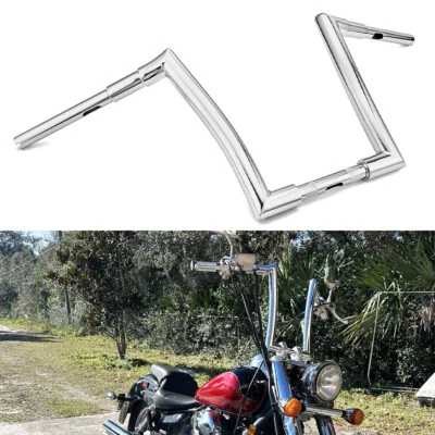 Manillar de 12" de elevación cromada grasa 1-1/2" barra mono perchas para Harley Road King Glide Foto 1 de 4