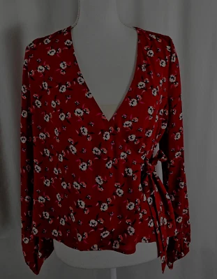 Nueva blusa Express para mujer blanca oxidada negra rosa corbata lateral poliéster pequeña Foto 1 de 4