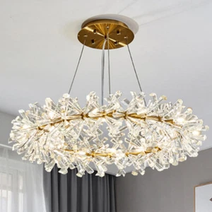 Lampadario moderno lusso luci da soffitto soggiorno oro cristallo rotondo vetro - Foto 1 di 20