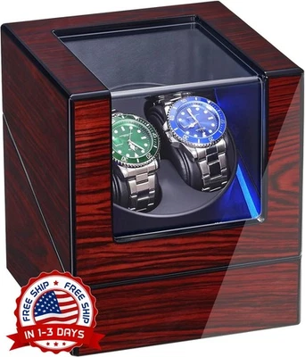 Caja doble para relojes automáticos con motor supersilencioso y luz de fondo LED Foto 1 de 4