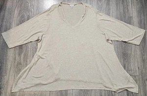 Avenue Bluse Oberteil V-Ausschnitt 3/4-Arm beige Damen Übergröße 30/32 Viskose Schlitze - Bild 1 von 7