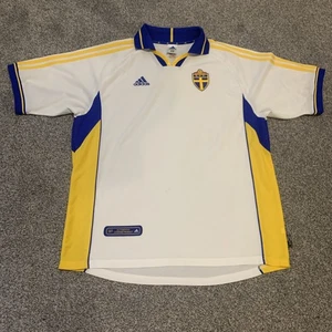 Retro Sweden Football Team 2000/02 Adidas Jersey U.K. Size Large - Picture 1 of 16