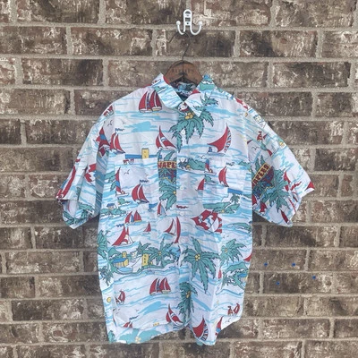 Camisa hawaiana vintage LG vibrante para hombre abotonada por Catalina Beach Naples FL. Foto 1 de 4