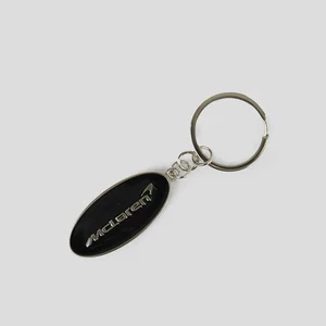 McLaren Automotive Brushed Steel Oval Keychain Black - Picture 1 of 2