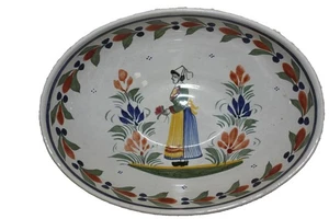Henriot Quimper MUJER BRETONA Ovalado Tazón para Servir Plato Minstral Azul  - Imagen 1 de 4