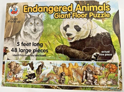 Endangered Animals Giant Floor Puzzle 48 Pcs. 5ft Long Complete Set Vintage 1992 - Image 1 of 4