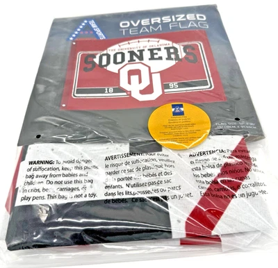 Oklahoma Sooners Oversized Two Sided Flag Linen 52" X 36" NCAA Team Sports - Image 1 of 4