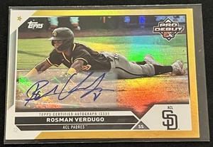 2023 Topps Pro Debut Rosman Verdugo #PD-44 Gold Foil Parallel Auto /50 Padres - Picture 1 of 6