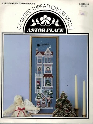 Astor Place Counted Thread Cross Stitch - Christmas Victorian House + Aida Cloth - Image 1 of 2