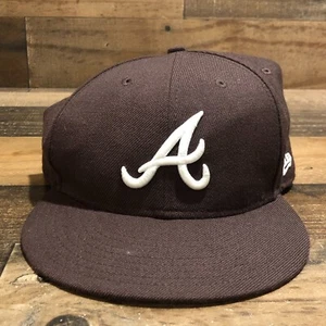 Atlanta Braves Hat Cap Mens Fitted 8 Brown White MLB New Era Casual - READ - Picture 1 of 13