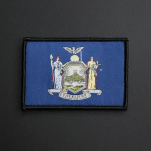 New York State Flag Patch US USA Woven/Embroidered - Hook & Loop - Picture 1 of 2