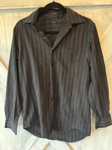 Van Heusen Men's Black Pin Stripe Long-sleeve Shirt Small Top S 14-14.5 No Iron - Picture 1 of 6