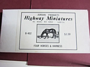 Jordan Highway Miniatures Four Horses & Harness HO Kit #B-402 Mint In Box - Picture 1 of 1