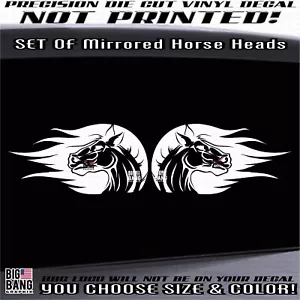 2 Horse Head VINYL DECAL STICKER Die Cut Detailed Ornate Wild Free Stallion Mane - Imagen 1 de 4