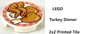 NEW LEGO Turkey Dinner Plate Printed Rim Drumsticks Wings Chicken TAKE OUT Meal - Picture 1 of 1