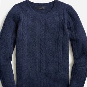J. Crew nuovo senza etichette Pointelle maglione girocollo lana alpaca blu navy Small - Foto 1 di 10