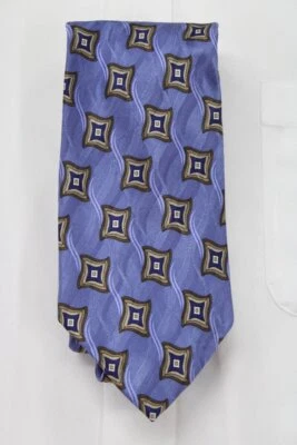 Corbata de lujo para hombre nueva con etiquetas J Z Richard 100 % seda azul diamantes geométricos EE. UU. Foto 1 de 4