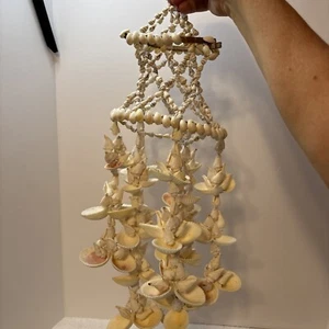 Vintage Sea Shell Chandelier Hanging Wind Chime Hanger Beach Boho MCM - Picture 1 of 5
