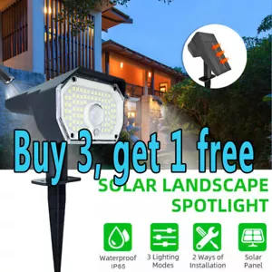 Solar Wall Spot Lights 76LED Outdoor Garden Landscape Yard Pathway Lamp 3 Modes - Picture 1 of 9
