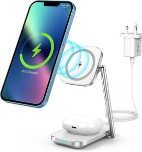 Cargador Inalámbrico 2 en 1, Cargador Mag-Safe para Cargador iPhone Soporte Magnético - Imagen 1 de 9