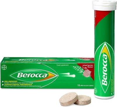 Berocca Mixed Berries Energy Vitamin C, B1 B2 B3 B5 B12 & Magnesium - 15 Tablets - Image 1 of 4