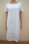 New M&S Classic White Pure Cotton Broderie Shift Dress Sz UK 10 short & 18 Short
