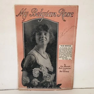 Antique 1918 WWI Era My Belgian Rose Sheet Music War Edition - Picture 1 of 12
