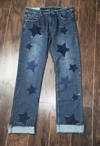 Southpole Vintage Upcycled Jeans Stars Hippie Boho Festival Wearable Art 34x34 - Picture 1 of 14