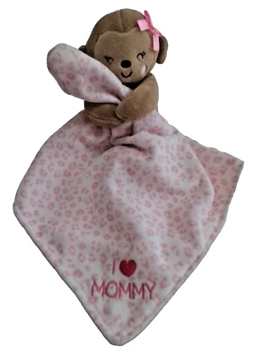 Lovey Baby Blanket Monkey Security Blanket Plush Pink Child Of Mine 10" - Image 1 of 4