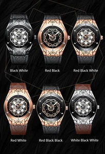 Luxus Automatik Herren Wasserdicht Skelett Uhr Geometrisch Verstärktes Glas Zifferblatt  - Bild 1 von 18