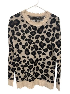 Suéter Pullover Aqua Cashmere Leopardo Talla XS Estampado Animal Envejecido Edgy Acogedor Foto 1 de 4