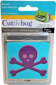NEW Cuttlebug BEWARE SKULL Halloween Cutting Die Provo Craft USA Retired 2008 - Foto 1 di 6