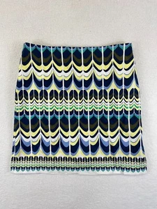 Talbots Skirt Women’s Size 6 Yellow Blue Colorful Geometric Print A-Line - Picture 1 of 7