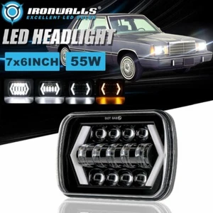 For Plymouth Reliant 1981-1989 7x6" DOT LED Headlight DRL High-Low Sealed Lamp - Picture 1 of 12