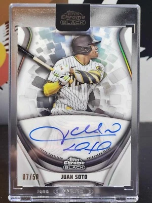 JUAN SOTO 2023 Topps Chrome Black San Diego Padres Ivory Auto # /50 SEALED - Image 1 of 2