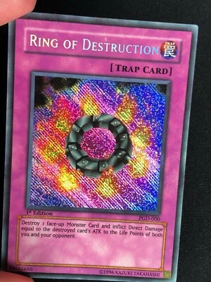 YUGIOH MISPRINT! RING OF DESTRUCTION PGD-000 1ST ASIAN ENGLISH - REVERSE FOIL - Image 1 of 2