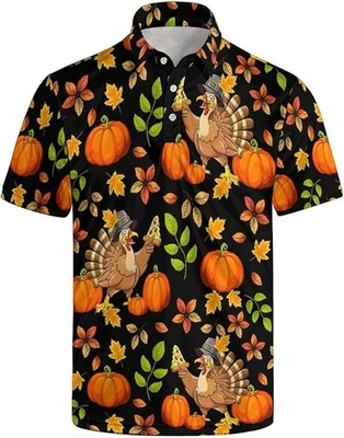 Camisa polo outono abóbora peru ação de graças para adultos e crianças - Imagem 1 de 4
