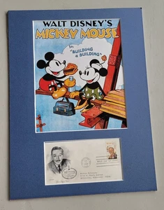 First day issue of Walt DIsney Stamp and envelope. With Mickey and Minii poster - Picture 1 of 3