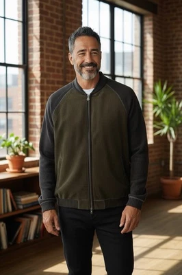 Cárdigan Tommy Bahama Jeans para hombre con cremallera talla XL 100 % algodón negro Foto 1 de 4