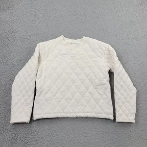 Athleta Quilted Sweatshirt Womens XS White Diamond Embroidery Long Sleeve - Picture 1 of 11