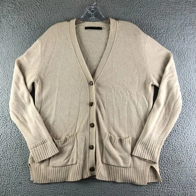 Jenni Kayne Everyday Wool Cashmere Blend Cardigan Womens Medium Beige V Neck - Image 1 of 4