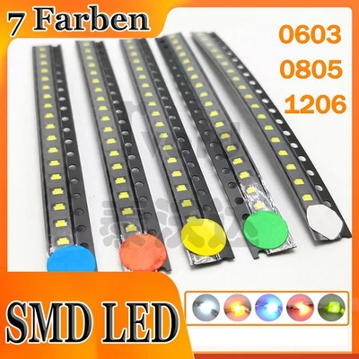 SMD LED 0402 0603 0805 1206 3528 5050 Superhelle LEDs verschiedene 7 Farben - Bild 1 von 4